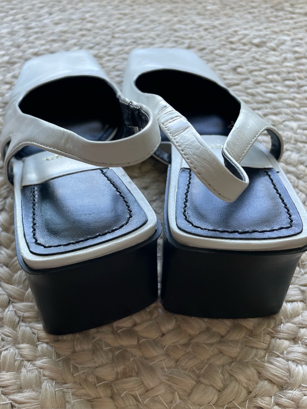Zara White Slingback Square Toe Heels - Picture 4 of 6